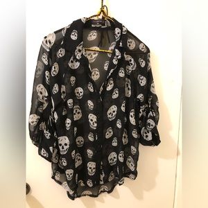 Candy Couture Sheer Skull Blouse M